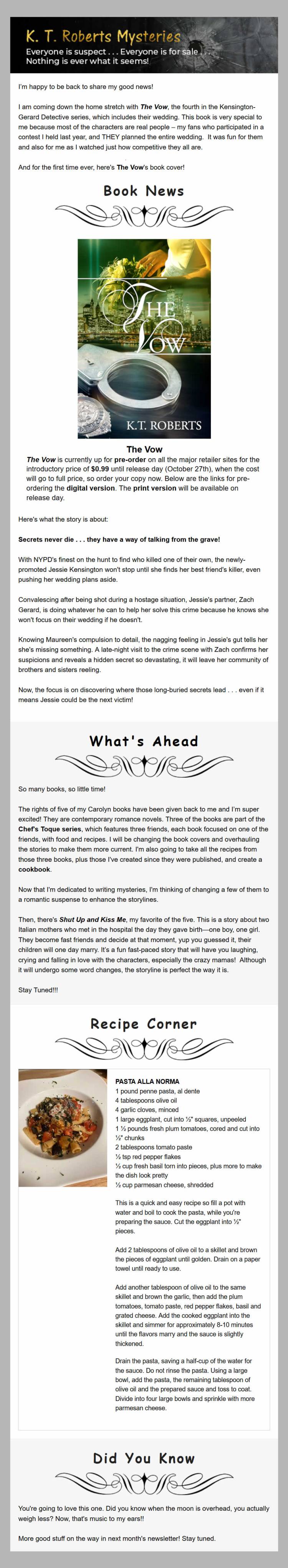 Screenshot of the Oct 2020 newsletter